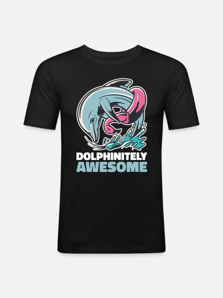 Retro Dolphin Dolphin Gift - Men's Slim Fit T-Shirt - black