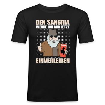 DEN SANGRIA WERDE ICH MIR JETZT EINVERLEIBEN - Männer Slim Fit T-Shirt - Schwarz - Vorne - Nik (191cm)