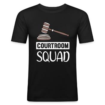 ESCOUADE DE SALLE D’AUDIENCE Étudiants en droit, candidats à l’examen - T-shirt près du corps Homme - noir - Devant - Nik (191cm)
