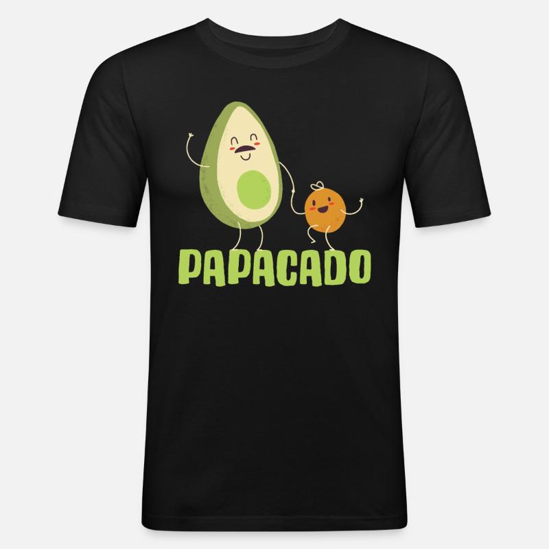 Papacado Avocado Geschenk - Männer Slim Fit T-Shirt - Schwarz