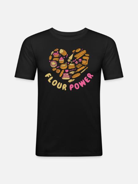Flour Power Baking Gift - Men's Slim Fit T-Shirt - black
