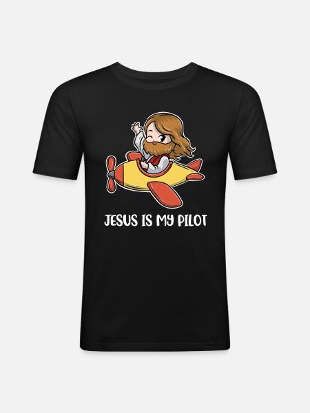 Jesus Is My Pilot Pilot Gift - Men's Slim Fit T-Shirt - black