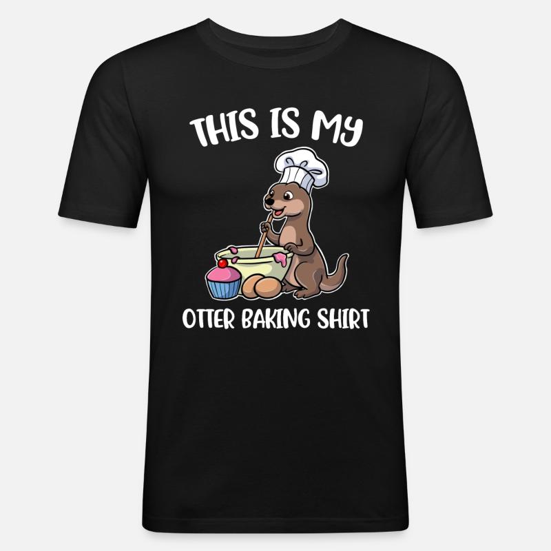 Otter Baking Backen Geschenk - Männer Slim Fit T-Shirt - Schwarz