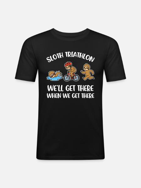 Sloth Triathlon Triathlon Gift - Men's Slim Fit T-Shirt - black