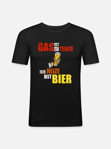 Gas ist zu teuer - Männer Slim Fit T-Shirt - Schwarz