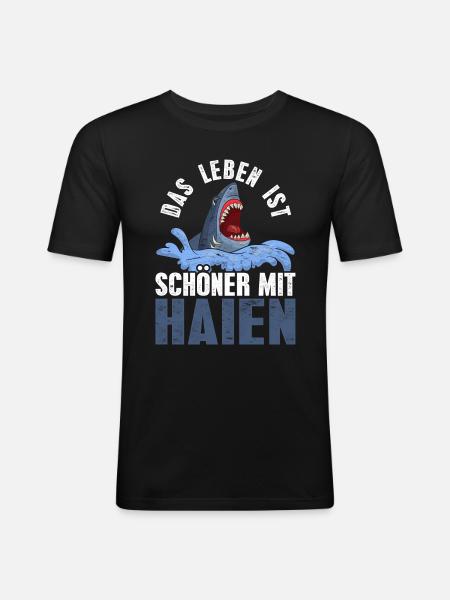 Hai - Männer Slim Fit T-Shirt - Schwarz