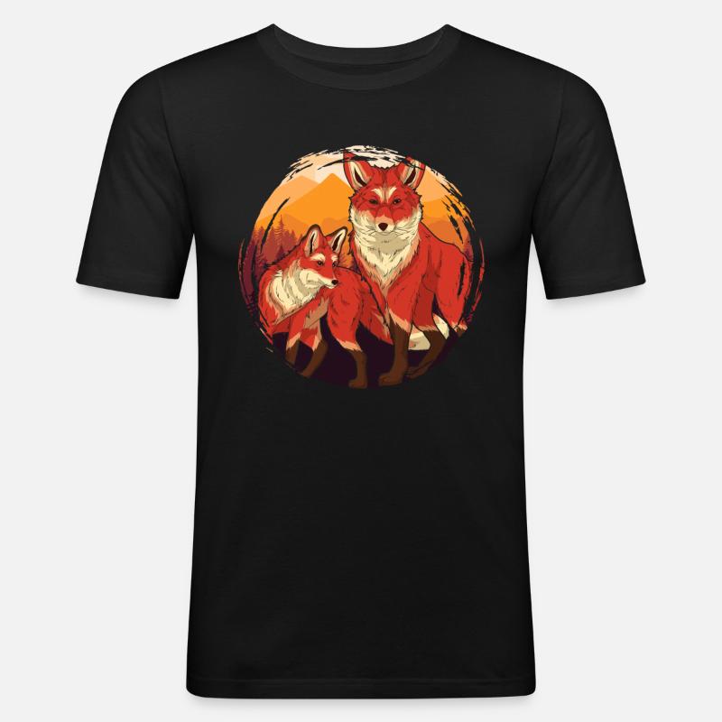 Fuchs - Männer Slim Fit T-Shirt - Schwarz