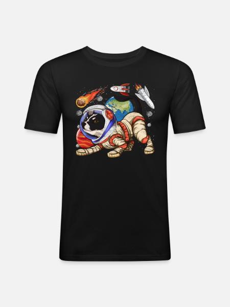 Astronaut Dogs Gift French Bulldog - Men's Slim Fit T-Shirt - black