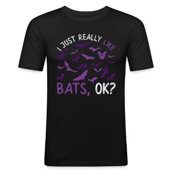 J’aime juste les chauves-souris Ok chauve-souris animale - T-shirt près du corps Homme - noir - Devant - Nik (191cm)