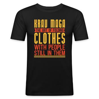 Israel Kampfsportler Geschenk Lustiges Krav Maga - Männer Slim Fit T-Shirt - Schwarz - Vorne - Nik (191cm)