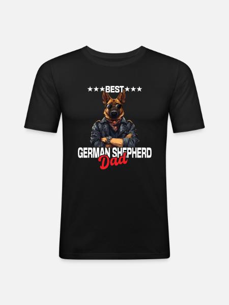 Deutscher Schäferhund Papa - Männer Slim Fit T-Shirt - Schwarz