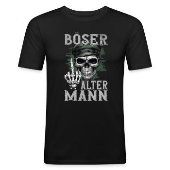 Böser Alter Mann - Männer Slim Fit T-Shirt - Schwarz - Vorne - Nik (191cm)