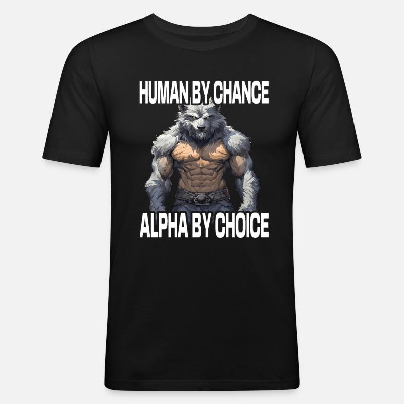 Werewolf Alpha Wolf Meme - Men's Slim Fit T-Shirt - black