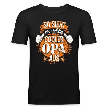 Opa Großvater Spruch - Männer Slim Fit T-Shirt - Schwarz - Vorne - Nik (191cm)