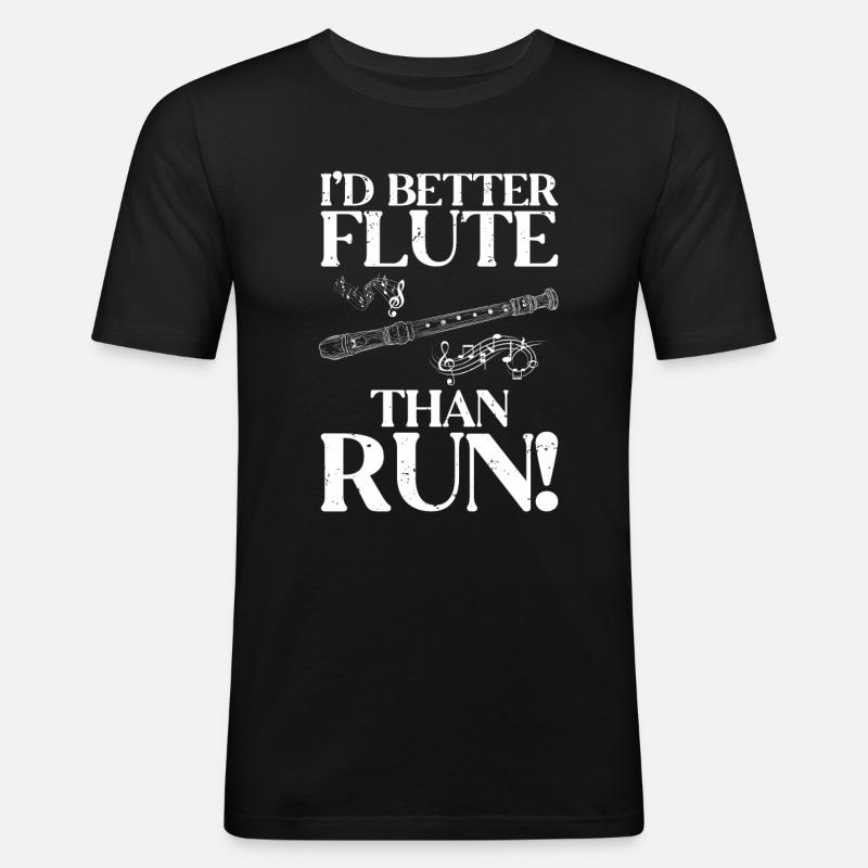 Flöte - Männer Slim Fit T-Shirt - Schwarz