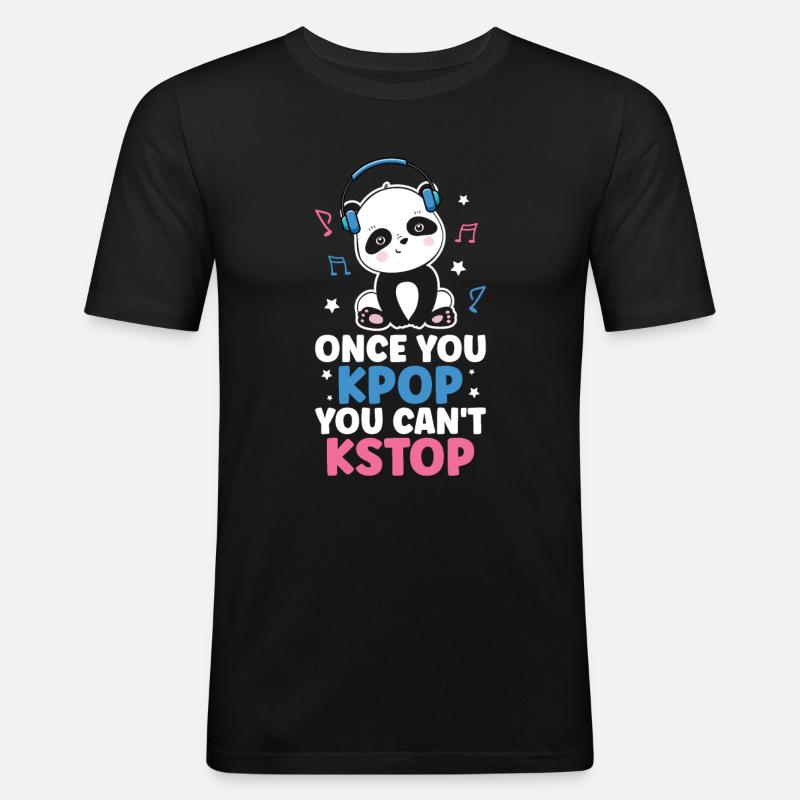 K-Pop Panda - Männer Slim Fit T-Shirt - Schwarz