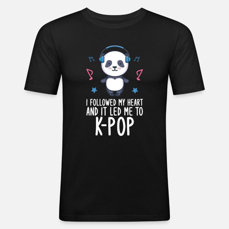 K-Pop Panda - Männer Slim Fit T-Shirt - Schwarz