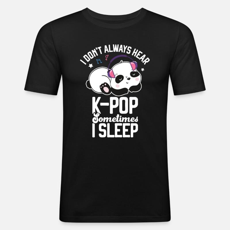 K-Pop Panda - Männer Slim Fit T-Shirt - Schwarz