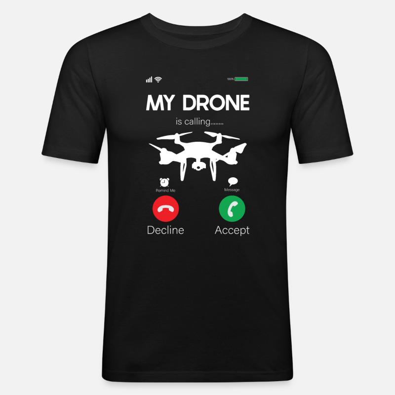 Drohne - Männer Slim Fit T-Shirt - Schwarz