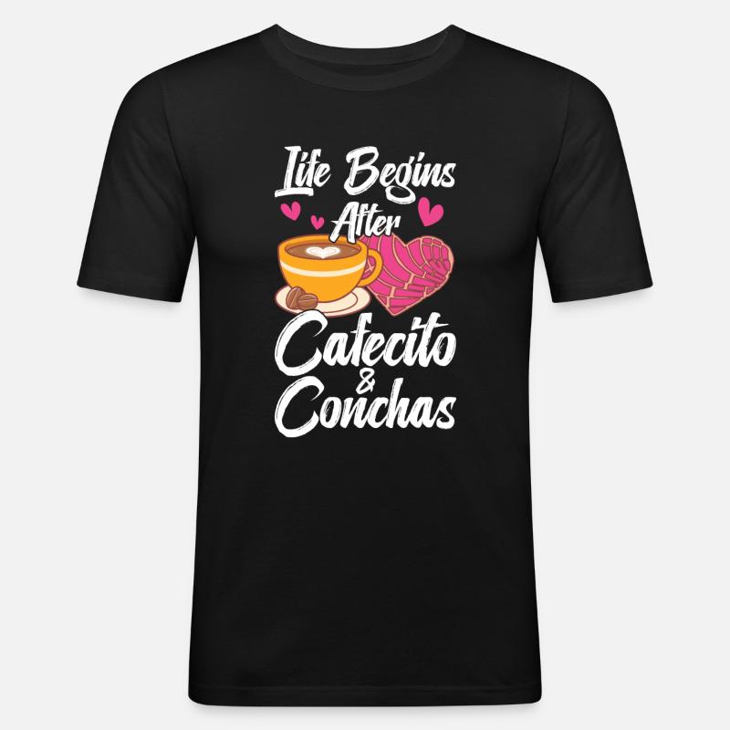 Pan dulce de Cafecito y Chisme Concha - T-shirt près du corps Homme - noir