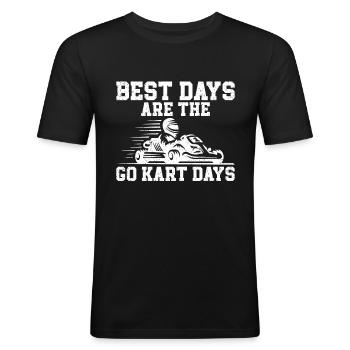 Tag på gokart - Herre Slim Fit T-Shirt - sort - Foran - Nik (191cm)