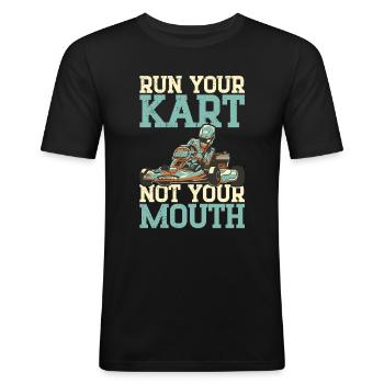 Geh Kart - Männer Slim Fit T-Shirt - Schwarz - Vorne - Nik (191cm)