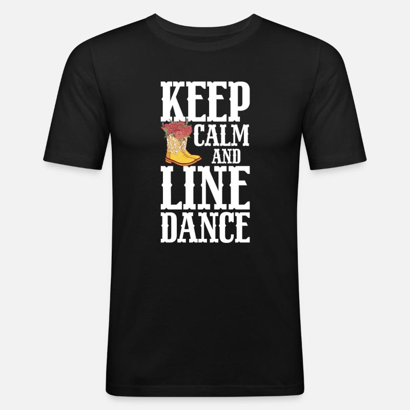Line Dancing Cowboy Boots Western - Männer Slim Fit T-Shirt - Schwarz