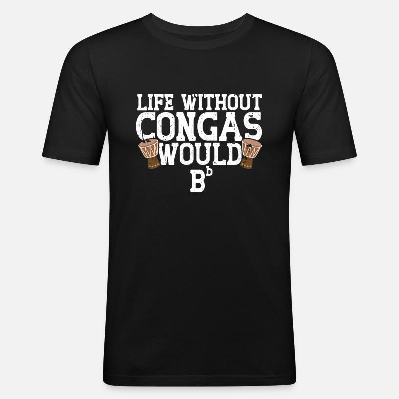 Conga Drum Musician Drumline - Männer Slim Fit T-Shirt - Schwarz