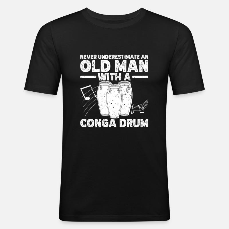 Conga Drum Musician Drumline - Männer Slim Fit T-Shirt - Schwarz