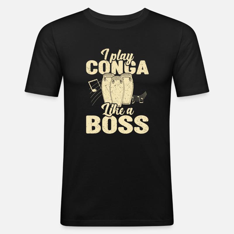 Conga Drum Musician Drumline - Männer Slim Fit T-Shirt - Schwarz