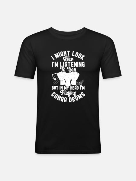 Conga Drum Musician Drumline - Men's Slim Fit T-Shirt - black