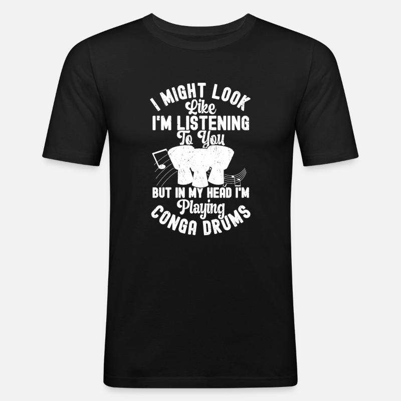 Conga Drum Musician Drumline - Männer Slim Fit T-Shirt - Schwarz