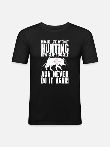 Kojotenjagd - Männer Slim Fit T-Shirt - Schwarz