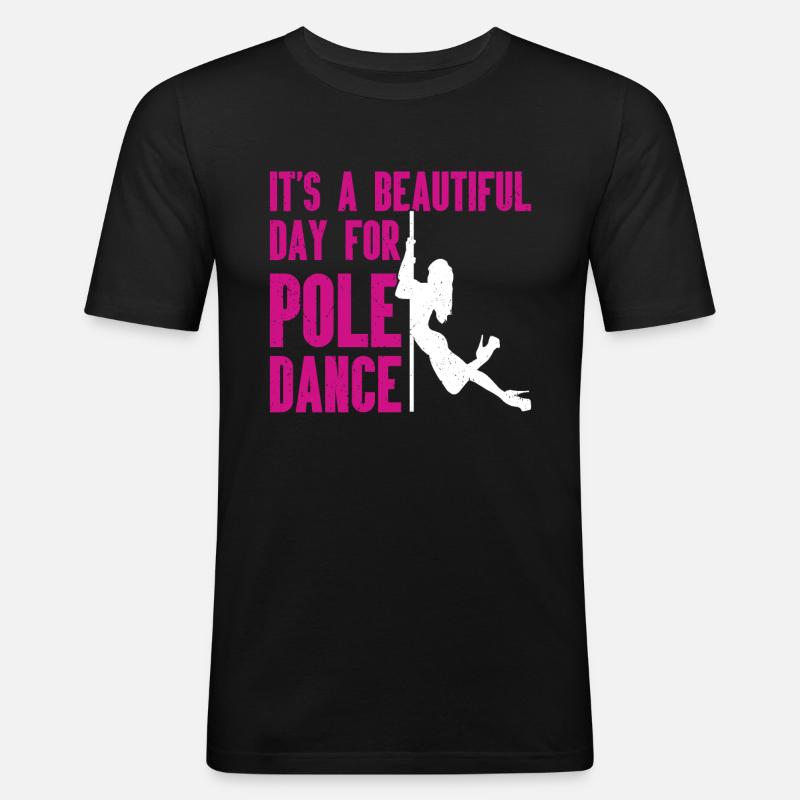 Pole Dance - Männer Slim Fit T-Shirt - Schwarz