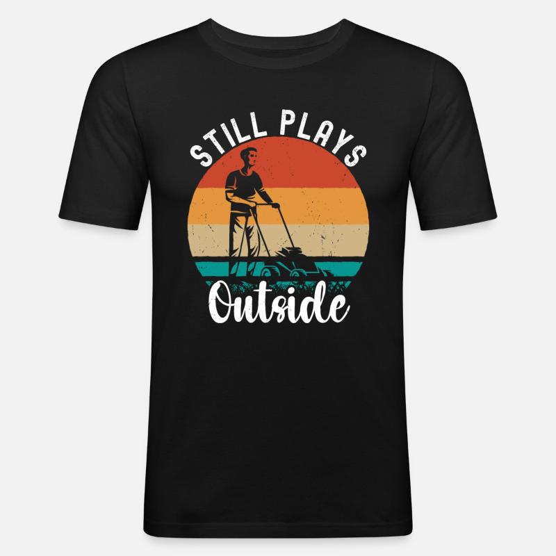 Rasenmähen - Männer Slim Fit T-Shirt - Schwarz