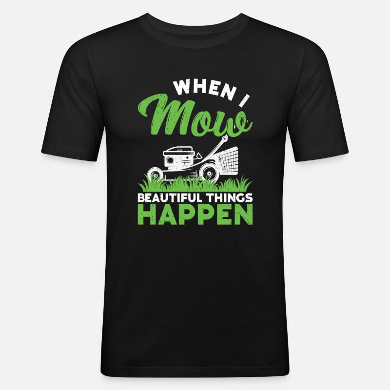Rasenmähen - Männer Slim Fit T-Shirt - Schwarz