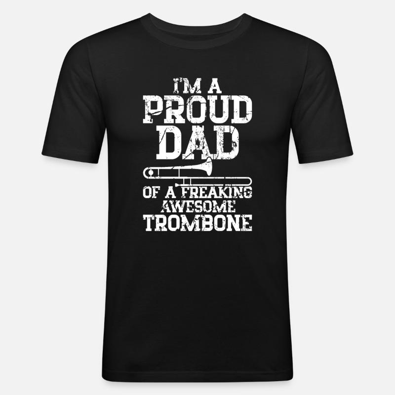 Posaune - Männer Slim Fit T-Shirt - Schwarz