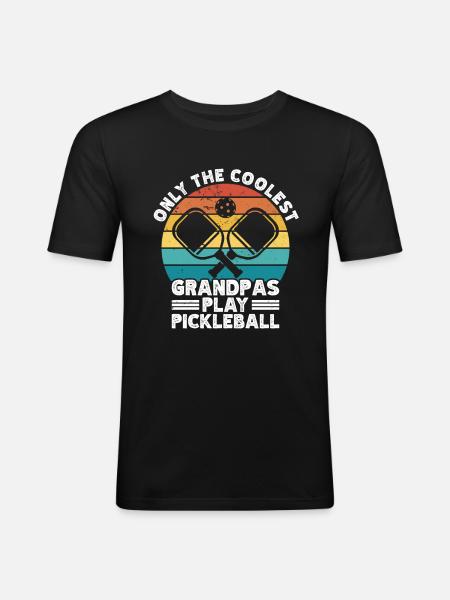 Opa Pickleball Paddel - Männer Slim Fit T-Shirt - Schwarz