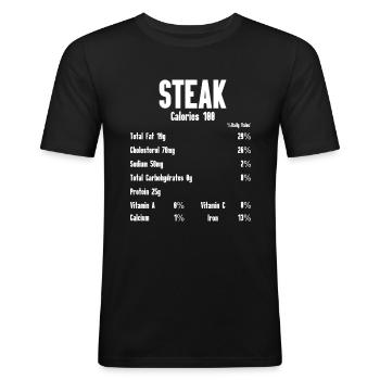 Steak - Männer Slim Fit T-Shirt - Schwarz - Vorne - Nik (191cm)