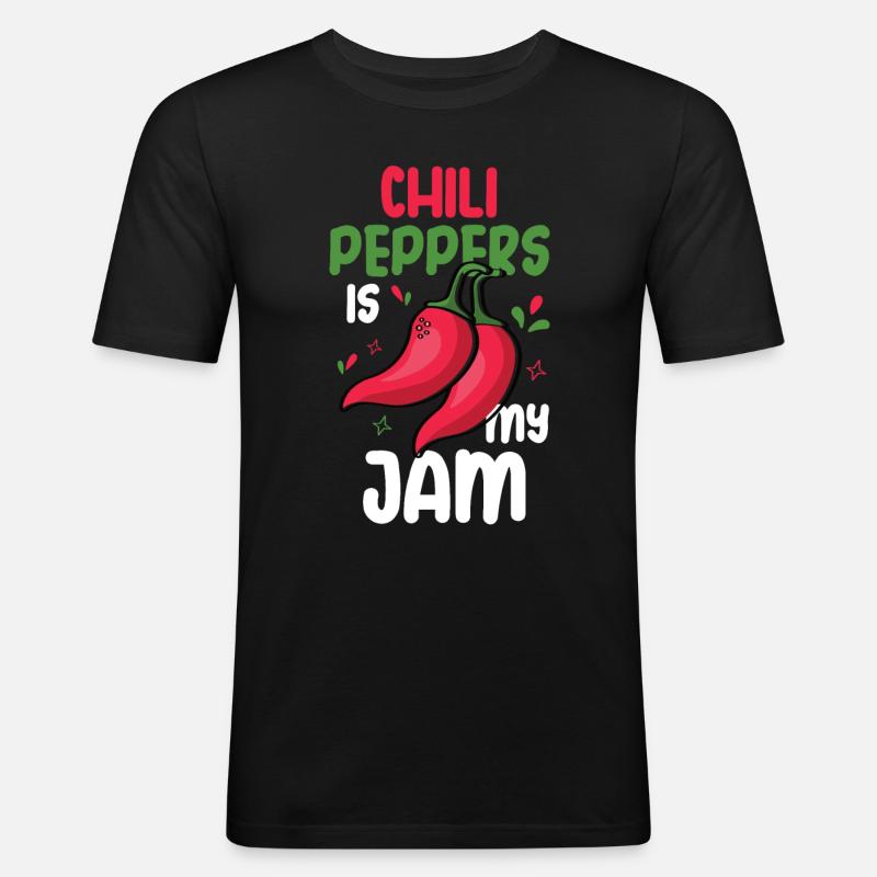 Chili-Pfeffer - Männer Slim Fit T-Shirt - Schwarz