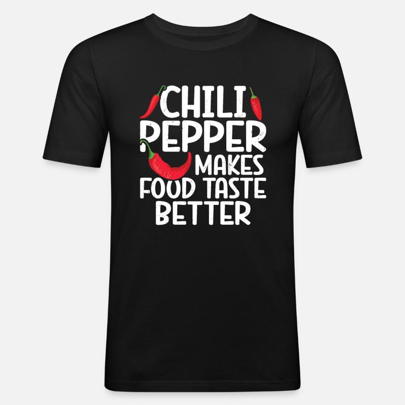 Chili-Pfeffer - Männer Slim Fit T-Shirt - Schwarz