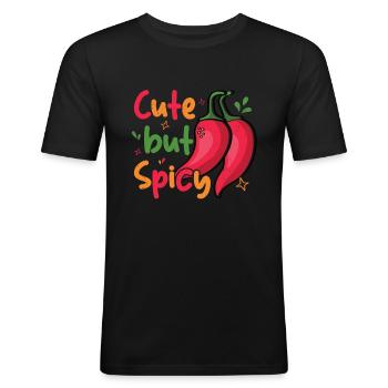 Chili-Pfeffer - Männer Slim Fit T-Shirt - Schwarz - Vorne - Nik (191cm)