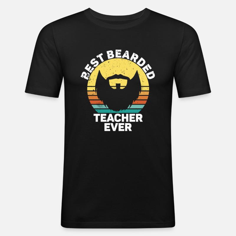 Bärtiger Lehrer - Männer Slim Fit T-Shirt - Schwarz