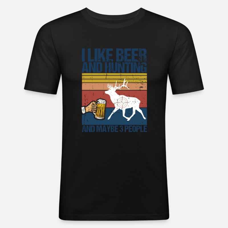 Jagd Und Bier - Männer Slim Fit T-Shirt - Schwarz