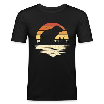 Capybara Tier Nagetier Capibara - Männer Slim Fit T-Shirt - Schwarz - Vorne - Nik (191cm)