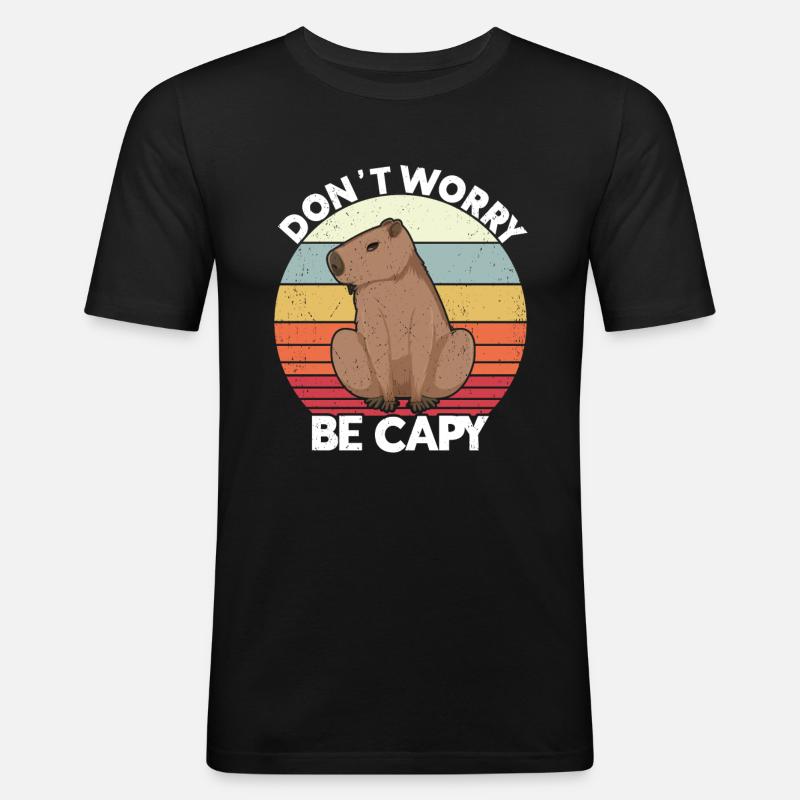 Capybara Tier Nagetier Capibara - Männer Slim Fit T-Shirt - Schwarz