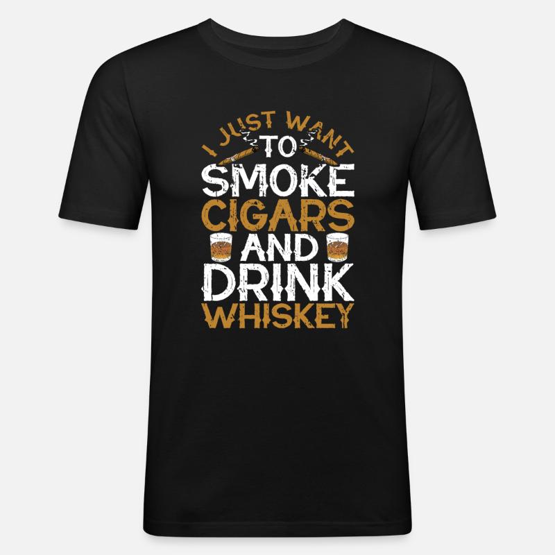 Zigarrenzigarettenraucher - Männer Slim Fit T-Shirt - Schwarz