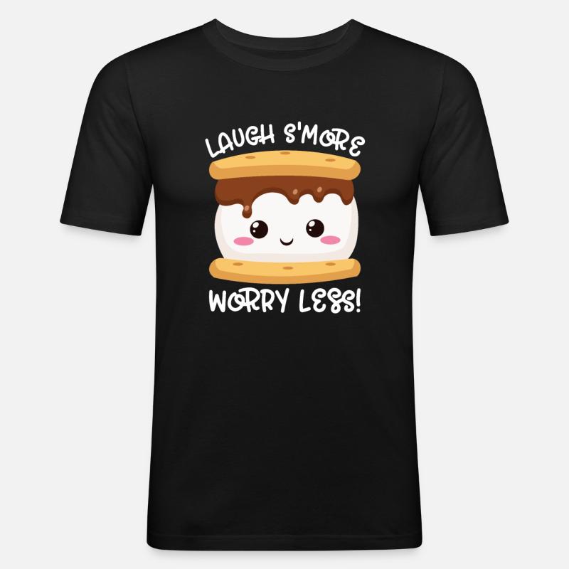 Marshmallow S'more - Männer Slim Fit T-Shirt - Schwarz
