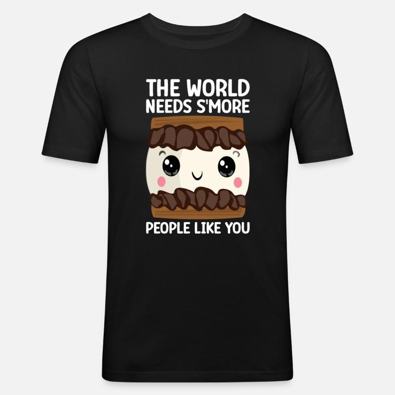 Marshmallow S'more - Männer Slim Fit T-Shirt - Schwarz