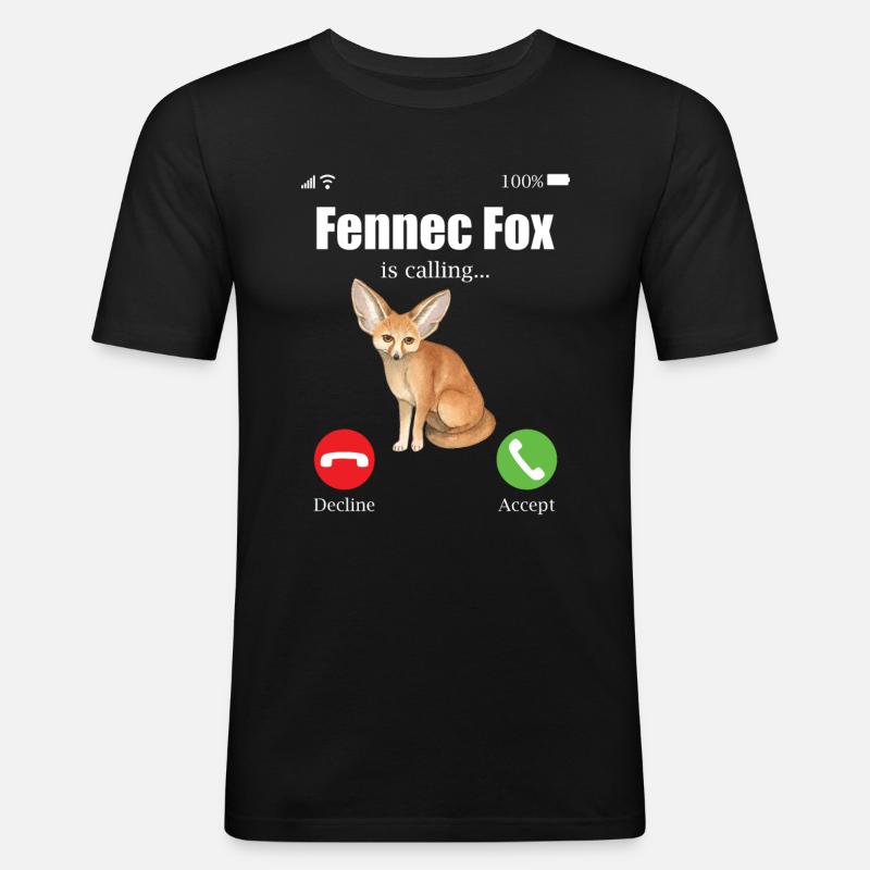 Fennec Fox - Männer Slim Fit T-Shirt - Schwarz